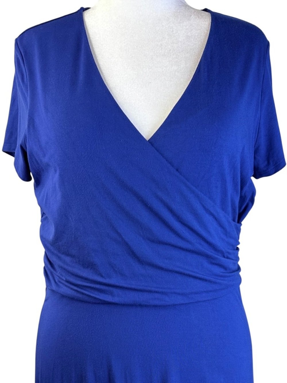 Lands' End Faux Wrap V-Neck Midi Dress Plus Size 14 - Picture 3 of 11